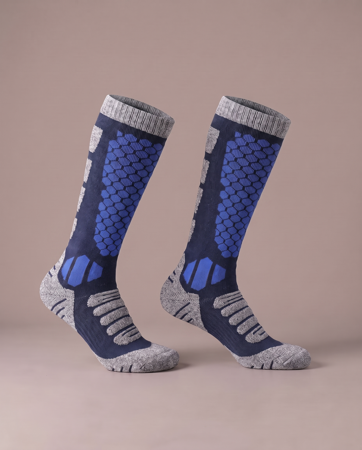 The Knee-High Sock in royal blue on navy, a pair