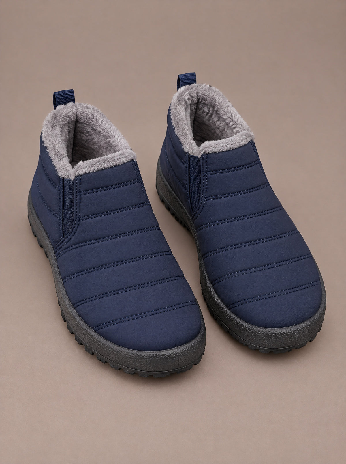 The Quilted Slip-On Women in Navy, plush lining seen from above