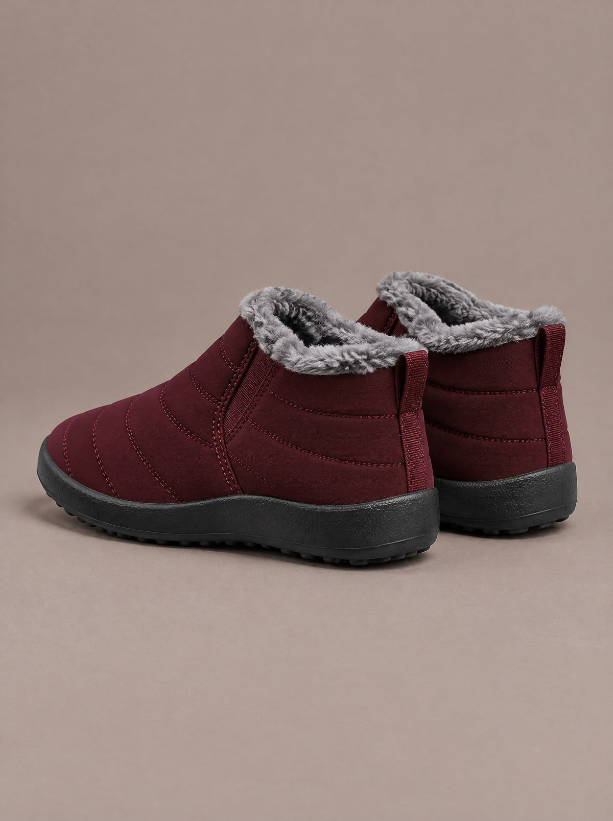 The Quilted Slip-On Women in Wine, heels and pull tabs
